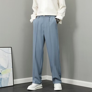 Mens Korean Style Casual Loose Wide Leg Pants Formal Office Long Trousers  Slacks