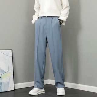 Trousers [4 Colors 28-38 Size] Men's Loose Drape Straight Wide-Leg Z0166