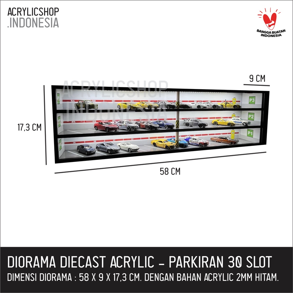 Diorama Acrylic/Diecast/Hotwheels Rack/Parking Acrylic Display Box ...