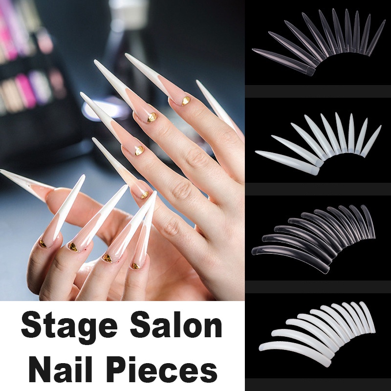 10pcs/pack Stage Salon Extra Long Fake Nail Pieces Multiple Sizes XXXL ...