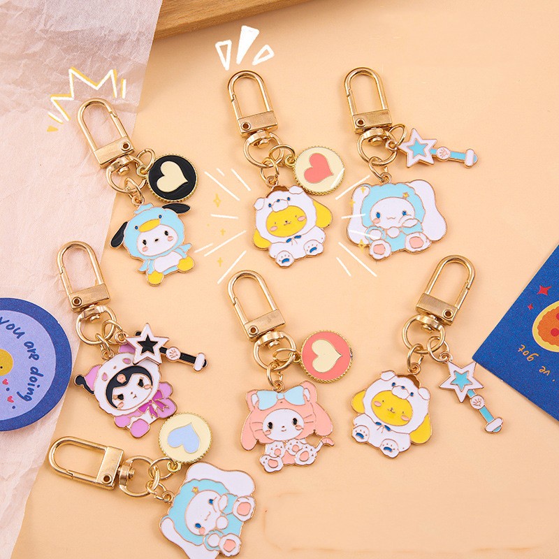 Matching Keychain Sanrio Cinnamoroll Kuromi Keychain Cute Couple Gift Keyring Cartoon Metal Small Ornament Shopee Singapore