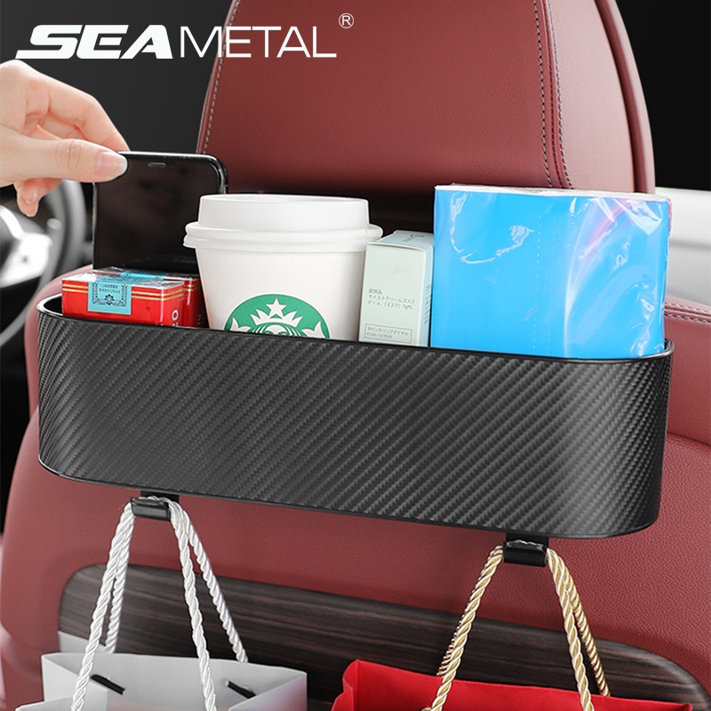 Seametal Car Seat Back Storage Box Universal Interior Seat Back Hook Cup Phone Holder Car