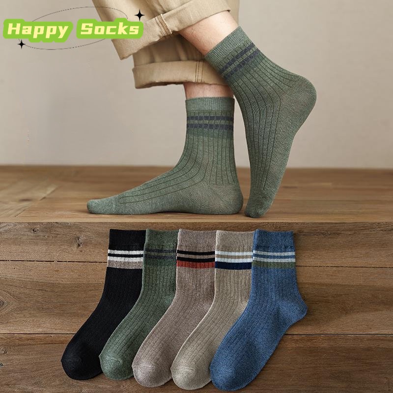 【Happy Socks】ins Chic Simple Japanese Sports Tube Socks Men's Striped ...