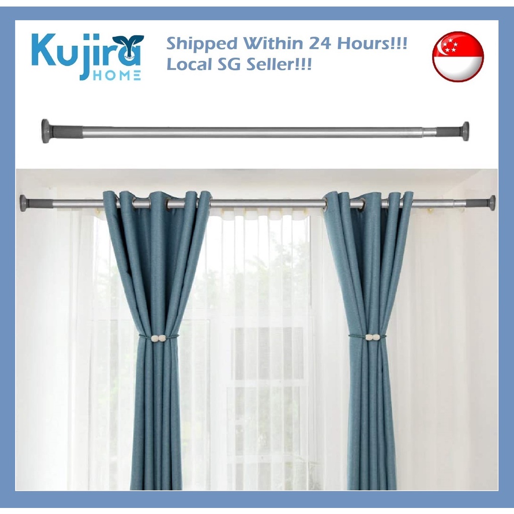 Kujira Homes Stainless Steel Round Head Extendable Curtain Rod