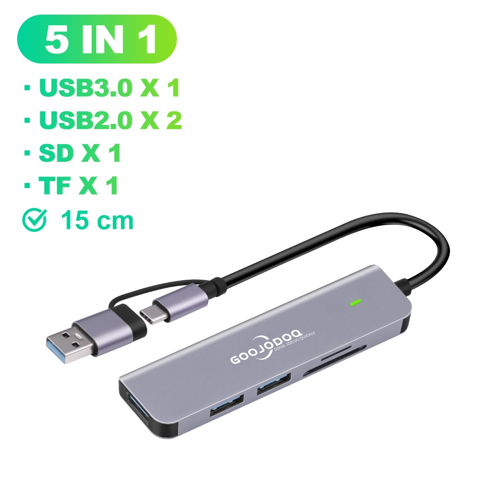 Goojodoq 2-in-1 5Port USB 3.1 Type-C High Speed USB C Hub with Hub 3.0 ...