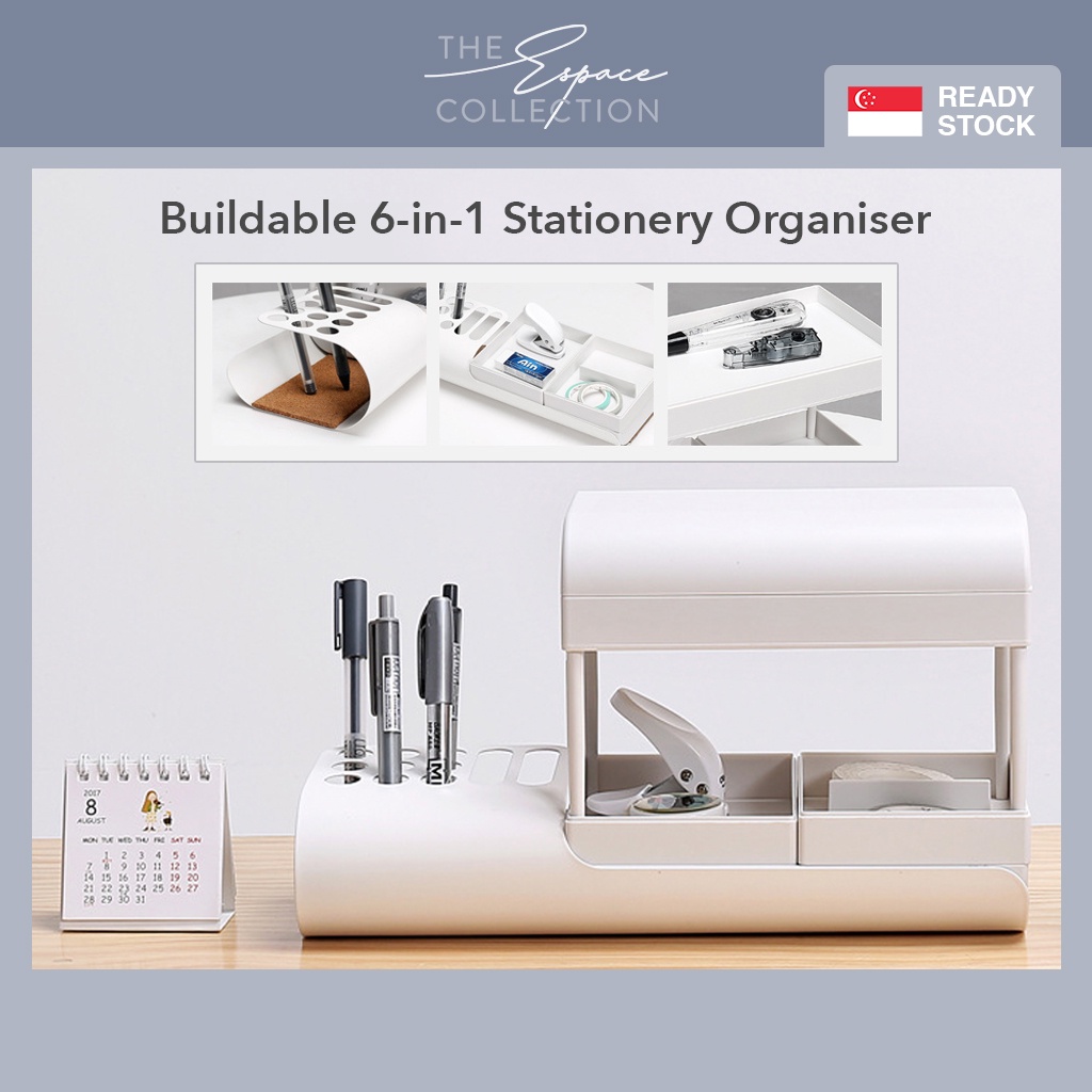 🇸🇬 [ SG STOCK ] Stationery Organizer 6-in-1 Buildable Home Organizers ...