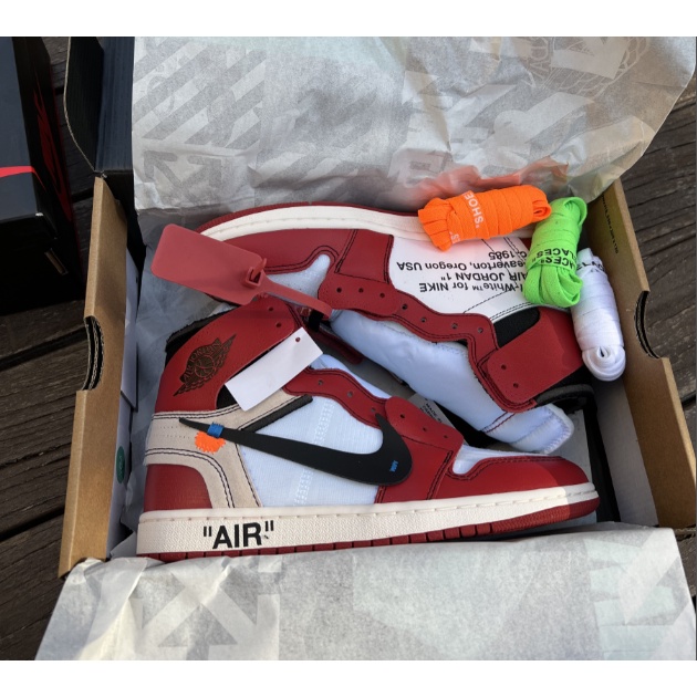 Air Jordan 1 x OFF WHITE AJ1 OW Co branded White Red Co branded