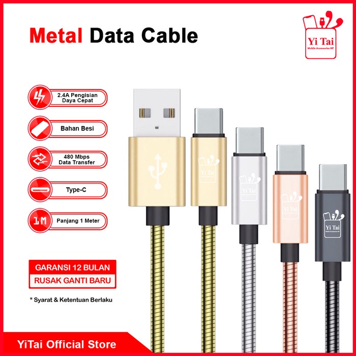 YI TAI - Kabel Data Type C Metal Fast Charging