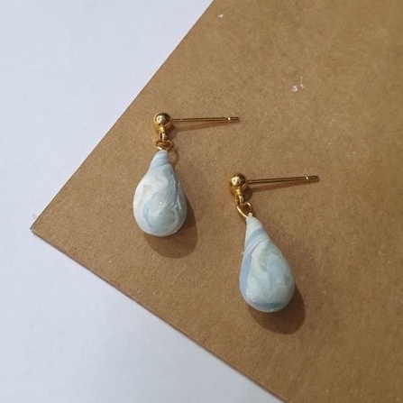 Blue marble earrings deals