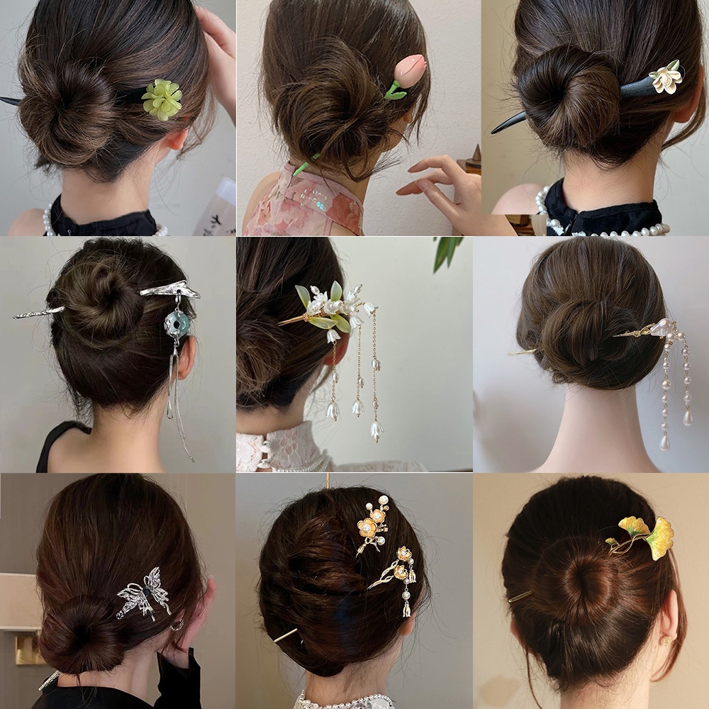New Chinese Style Ginkgo Leaf Hairpin Antique High-End Lily Of The ...