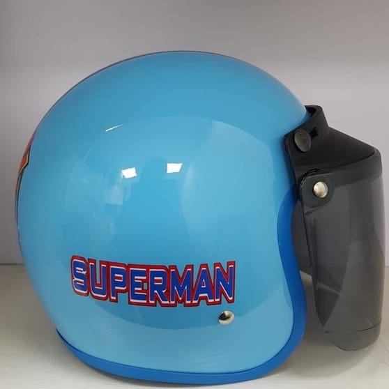 HELM BOGO ANAK/ HELM RETRO KIDS/ ANT MINI JUNIOR BLUE + KACA (MOTIF RANDOM) - Gambar 4