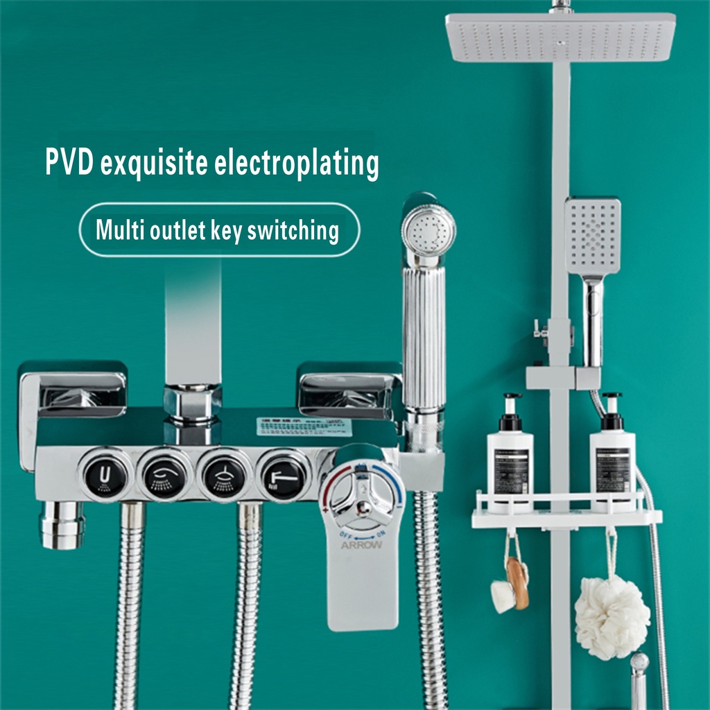 Shower electroplating silver all copper shower suit household digital