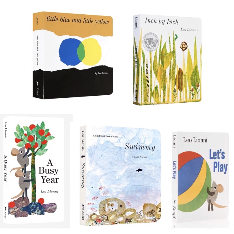 Leo Lionni: Little Blue Little Yellow/ Inch By Inch/ A Busy Year/ Swimmy/  Let's Play (Board Books)