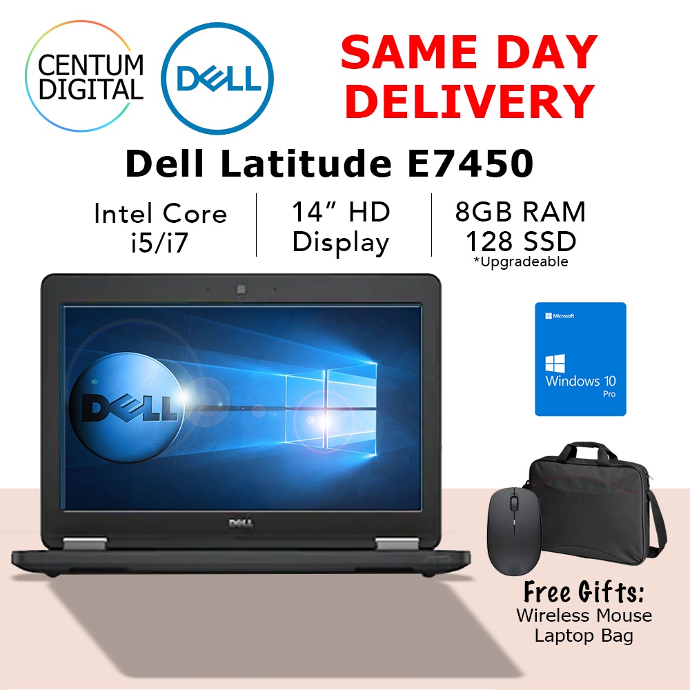 Refurbished Tip Top Condition Dell Latitude E7450 i5 Core 8GB RAM 256 SSD 14 Inch Screen Windows 10 Laptop