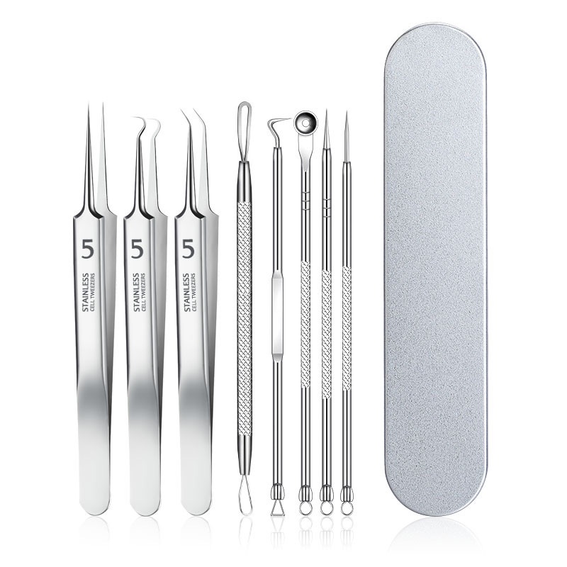 SG Stock 8 pcs Tweezer Set Ultra fine No.5 Acne Pimple Needle Blackhead ...