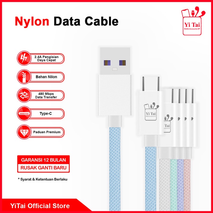 YI TAI - Kabel Data Type C Nylon Fast Charging