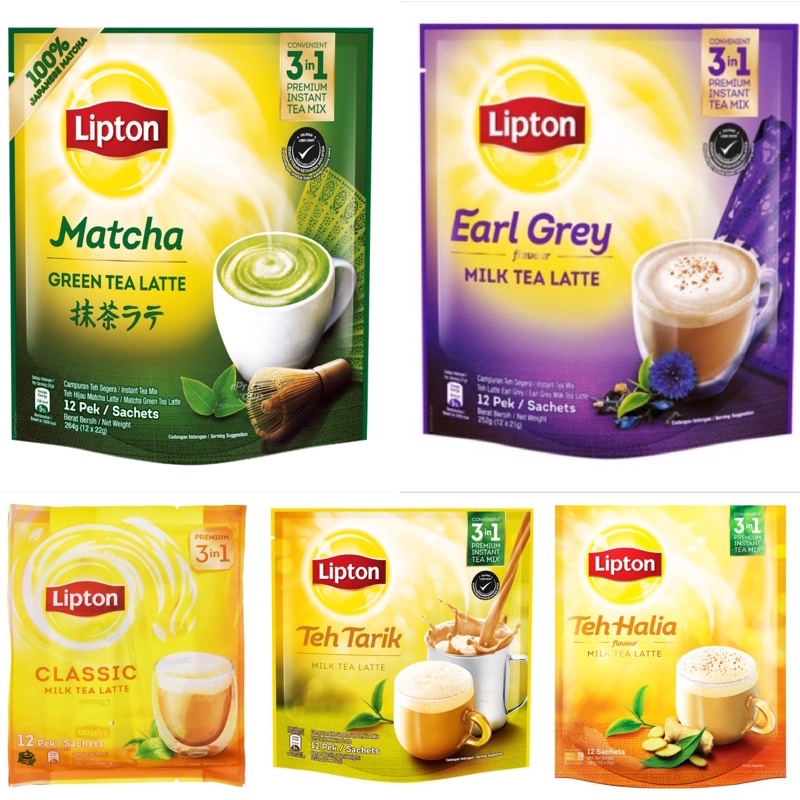 (Bundle Of 2) Lipton 3 in 1 Instant Milk Tea Latte Matcha/Earl Grey