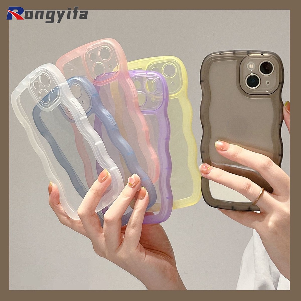 Transparent Bumper Phone Case For Samsung Galaxy S22 Plus S22+ S22 Ultra S21 Ultra FE S21 Plus S21+ Shockproof Clear Soft Candy Color Wave Cover