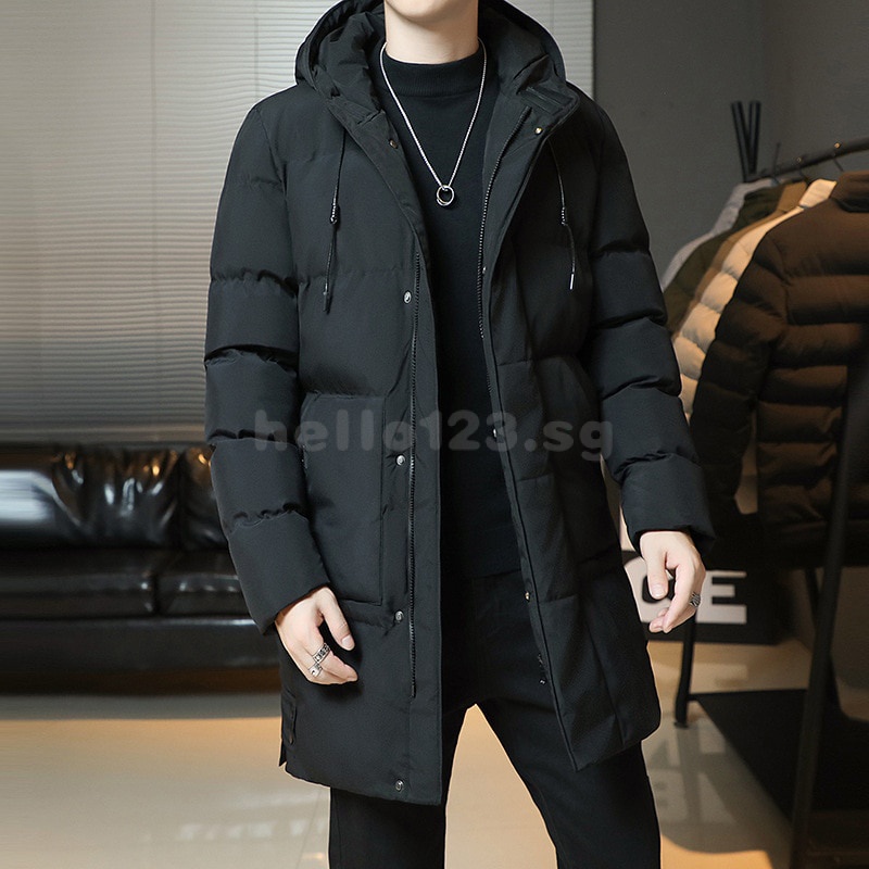 Plus Size 7XL Winter Jacket Men Mid-length Thickened Warm Hooded Padded ...