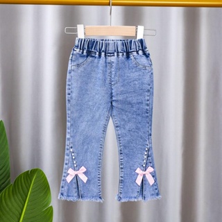 Kids Girls Bell Bottom Jeans Fashion Elastic Waist Flared Denim Pants  Trousers