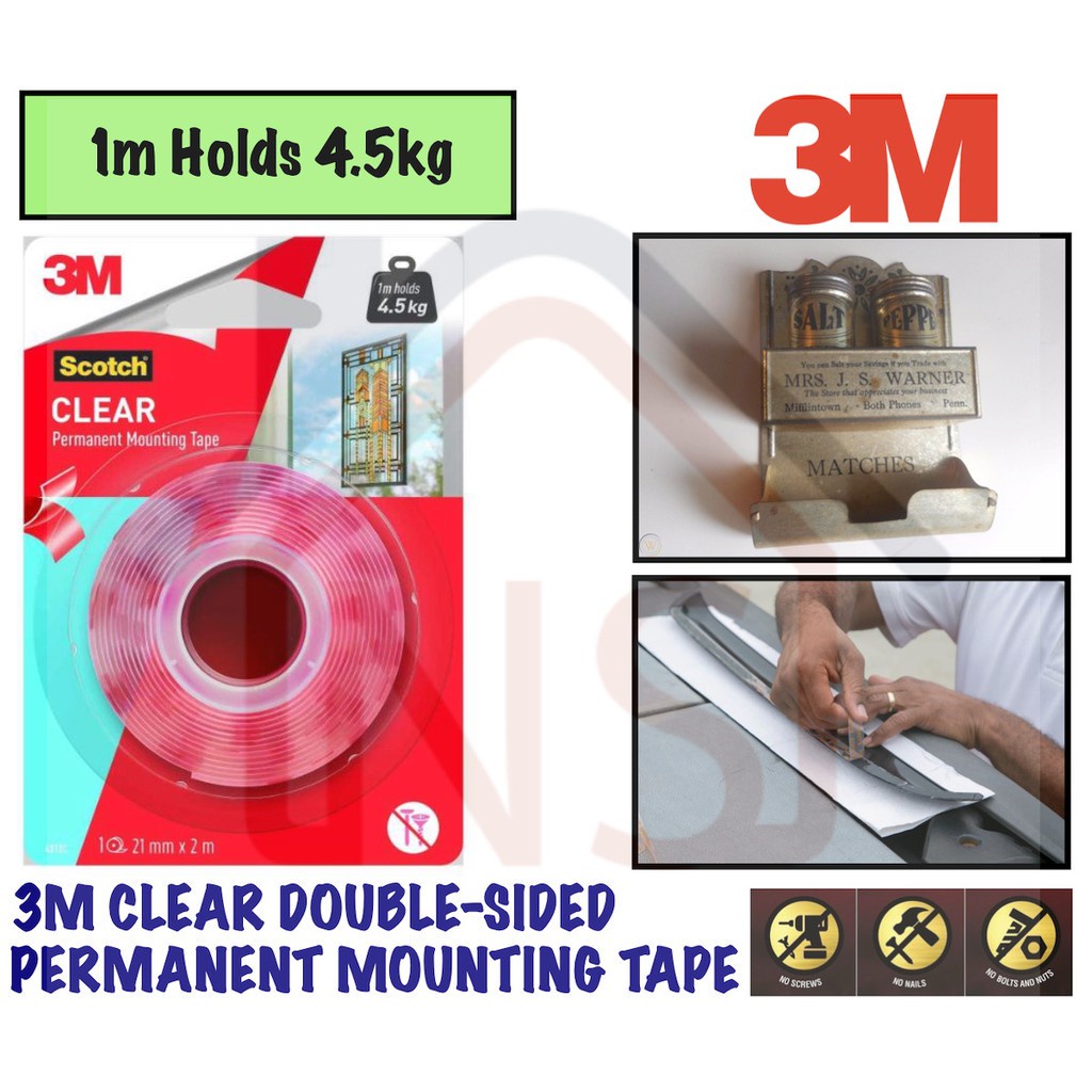 3M 4010C Scotch Clear Permanent Mounting Tape Double Sided Tape 21mmx2m