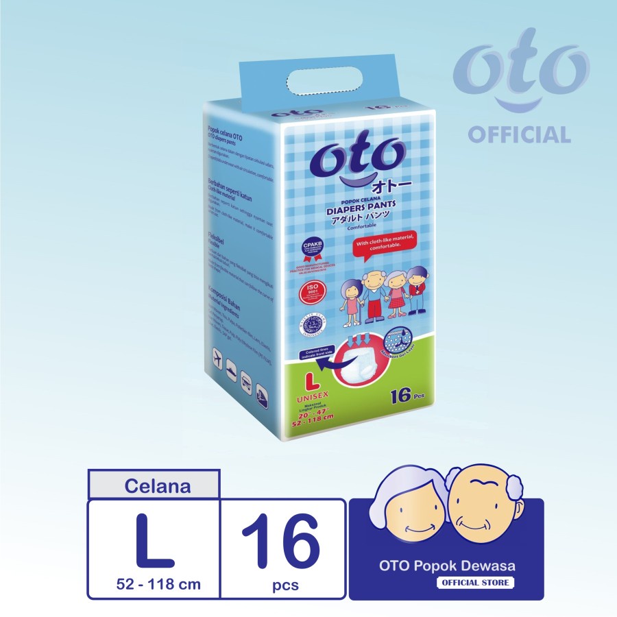 Oto Diapers Adult Pants Popok Dewasa Model Celana L Isi 16 Pcs