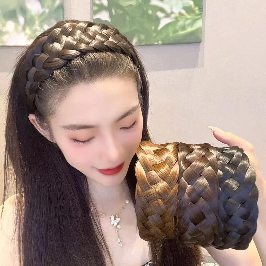 New Wide brimmed Wig Braid Headband Fishbone Braid Widened Wig Hairband Thickened Wide Braid Twist Headband Wig