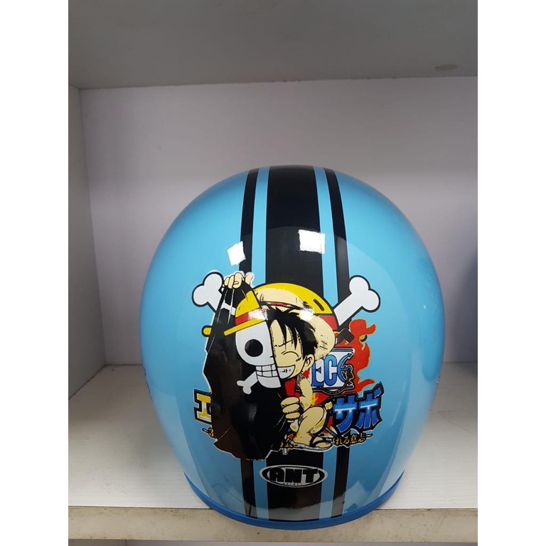 Helm Bogo Anak anak / Helm Retro Kids /ANT MINI JUNIOR BLUE + Kaca - Gambar 2