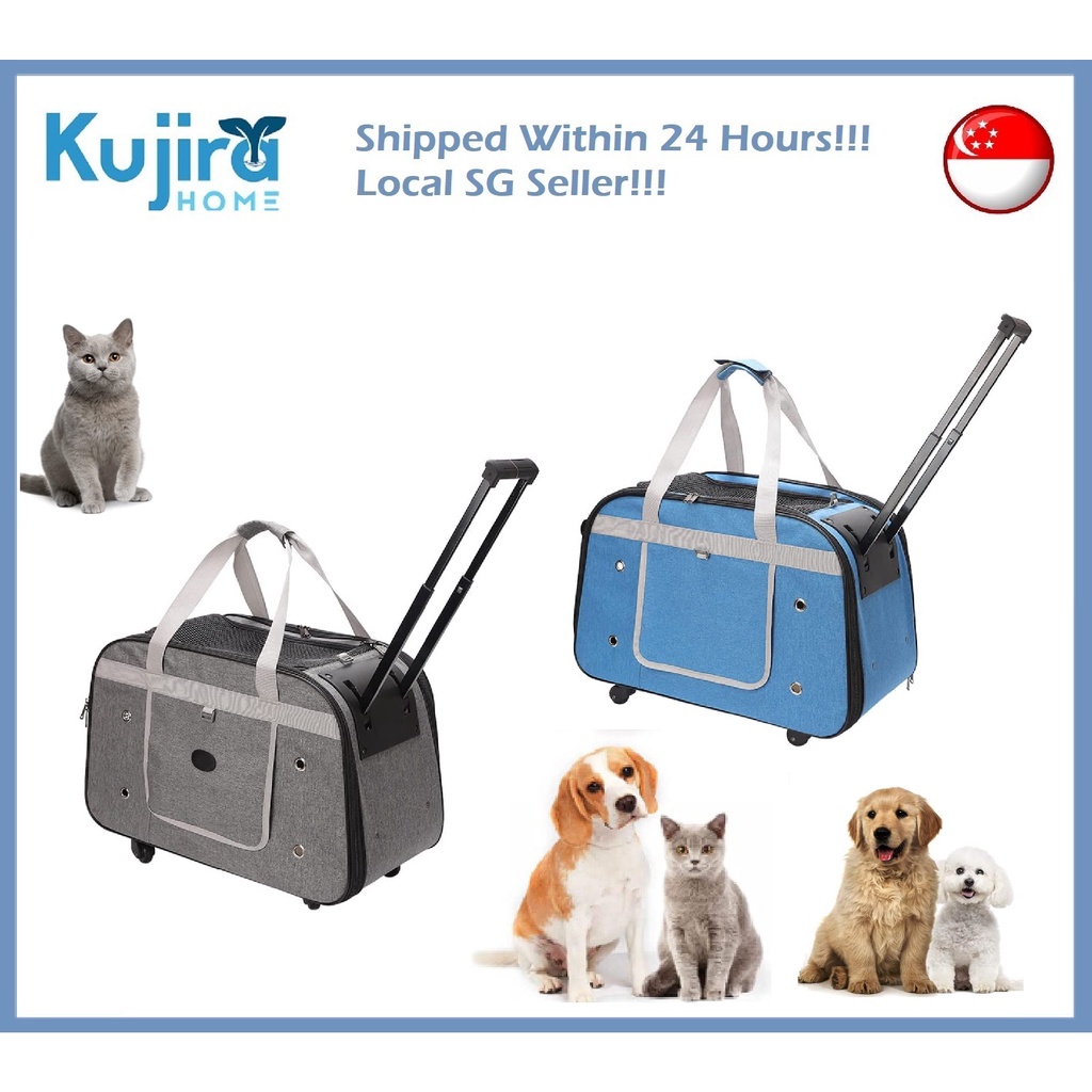 Kujira Homes Foldable Pet Carrier with wheels Trolley Rolling Travel