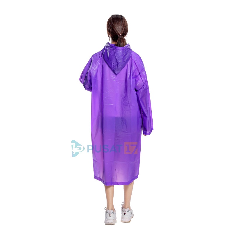 PUSAT17 JAS HUJAN EVA TRANSPANT TEBAL DEWASA DAN ANAK / JAS HUJAN KOREA PONCHO PRIA WANITA UNIVERSAL / RAINCOAT MANTEL HUJAN PVC TERUSAN IMPORT - Gambar 2