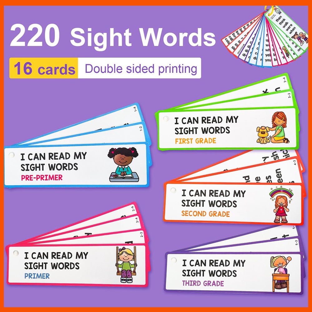 220 Dolch Sight Words English FlashCards Toddler for Kids Learning Flash Card Toys Kit Pre K To