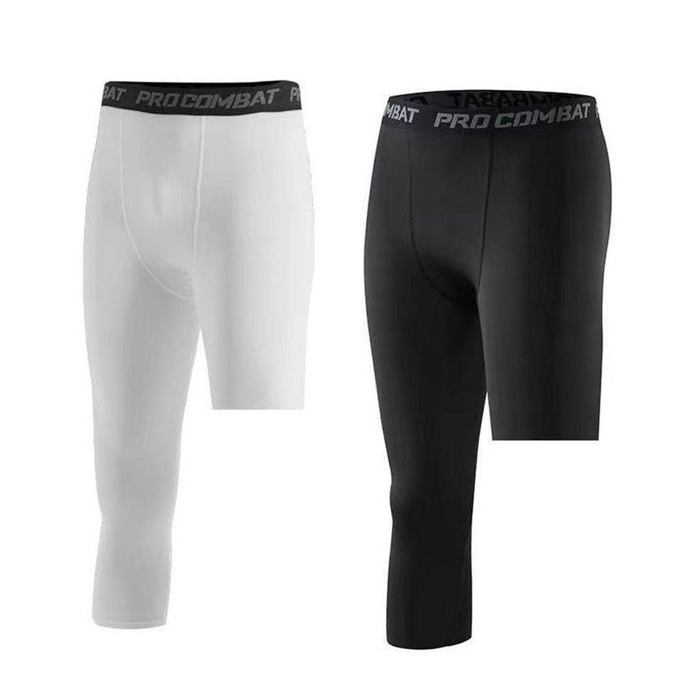 Men‘s One-leg Tight Shorts Compression Pants Basketball Trousers Fast Wicking Leggings For Running Sports