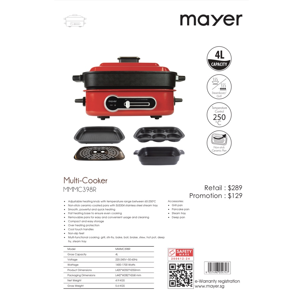 Mayer multi cooker 4l clearance