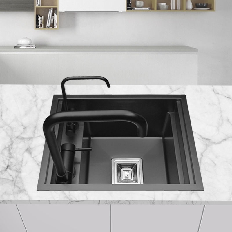 Kitchen Nano Black Invisible Sink Middle Island Counter Bar Hidden