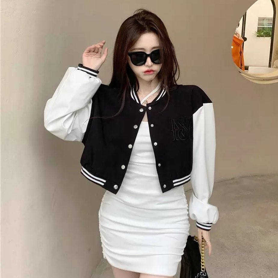 Crop Baseball Jacket | Korean Style Varsity | Women's Clothing | Women's Jacket | Fleece Material | Order