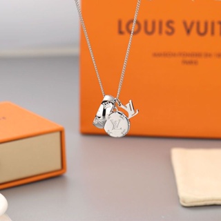 LOUIS VUITTON Necklace M62485 Monogram Charms Ring Logo Silver Chain with  BOX