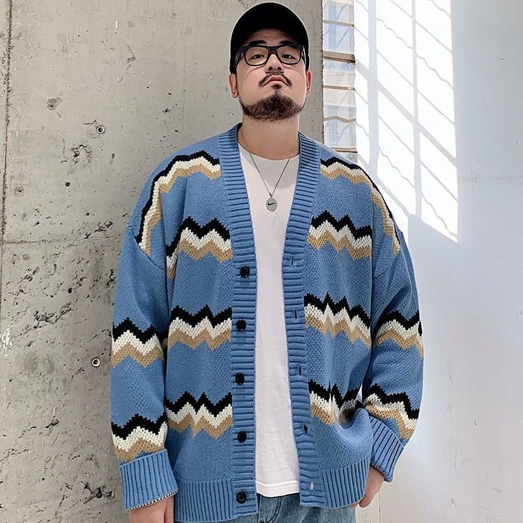 Plus Size Men High Quality Big size Oversized Fashion Casual Loose Blue Black Cardigan Sweaters Shopee Singapore