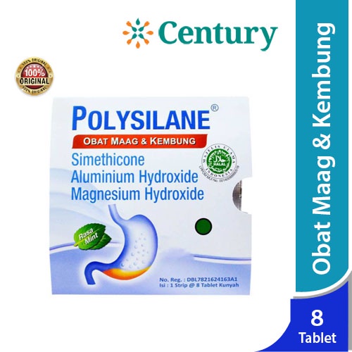 (1 Strip ) Polysilane Tablet / Obat Maag / Sakit Maag / Asam Lambung / Kembung / Gastritis