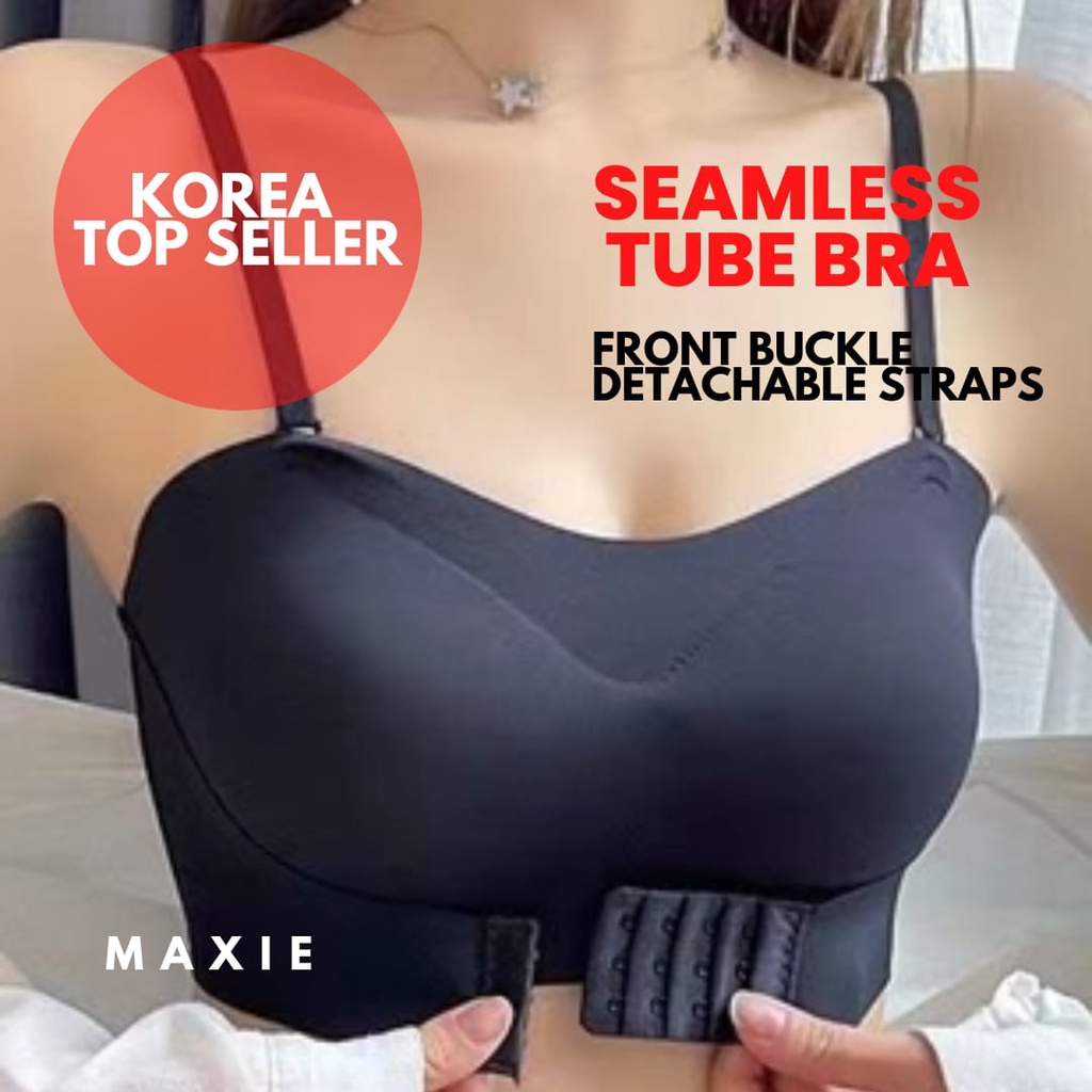 SG SELLER Seamless Tube Bra With Front Buckle Detachable Straps Shopee Singapore