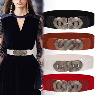 Womens Belt Elastic Stretch Wide Waist Belt Square Buckle PU Leather Plus  Size Girls Waistband Waist Seal