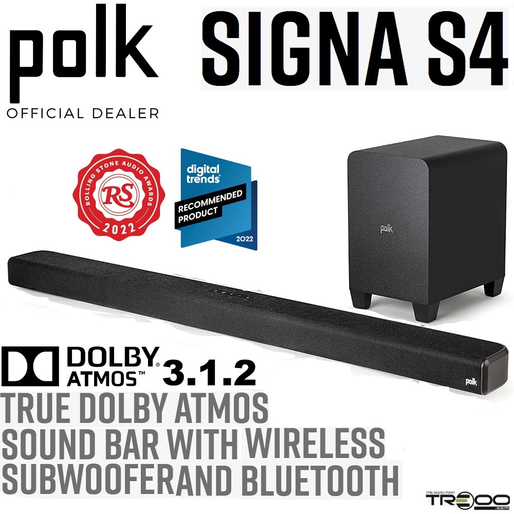 Polk Audio Signa S4 3.1.2 Dolby Atmos Wireless Bluetooth Soundbar with  Wireless Subwoofer | Shopee Singapore