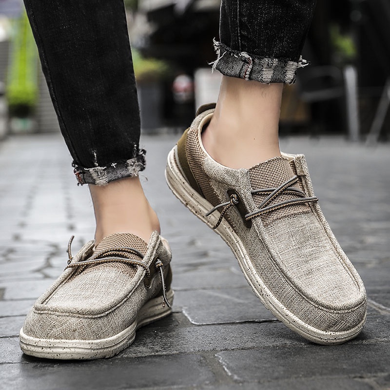 Plus size 40 48 Men Canvas Shoes Causal Loafers Unisex Breathable Shoes Driving Shoes Shopee Singapore