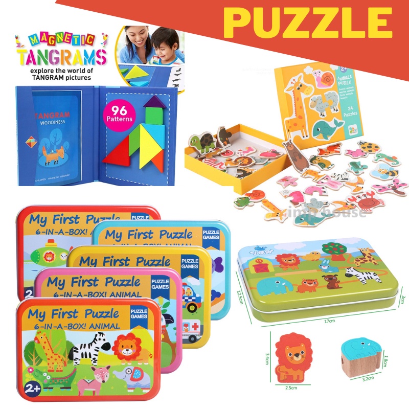 [SG] IMP HOUSE 5Designs Tin Box Cartoon 3D wood Puzzle Montessori ...