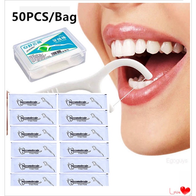 50PCS Toothpick Disposable Natural Dental Floss Fruit Single Sharp ...