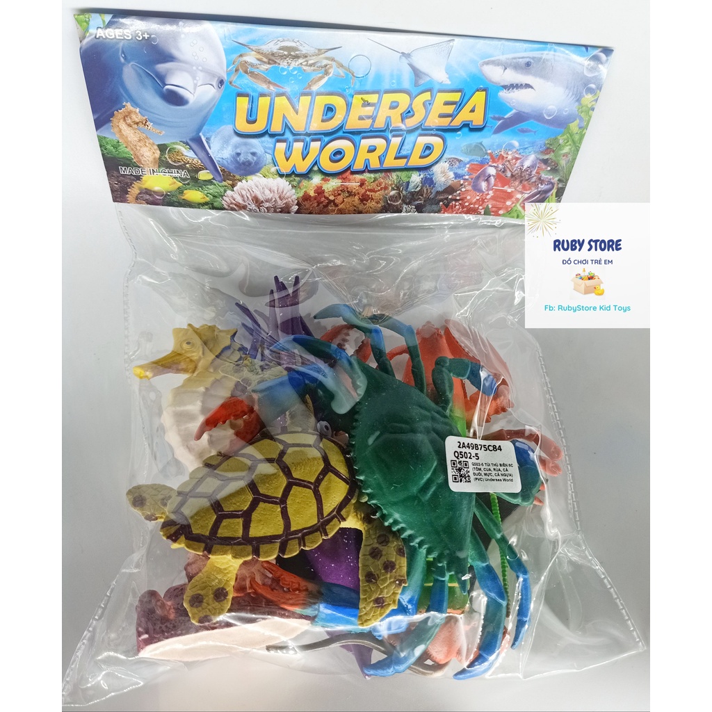 Bag 6 Models Of UNDERSEA WORLD Sea Animals (Crabs, Shrimp, Turtles