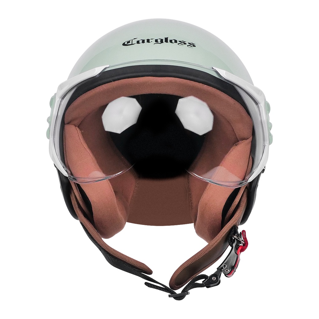 Cargloss YRH Hijab Retro Helm Half Face - Sage Green - Gambar 4