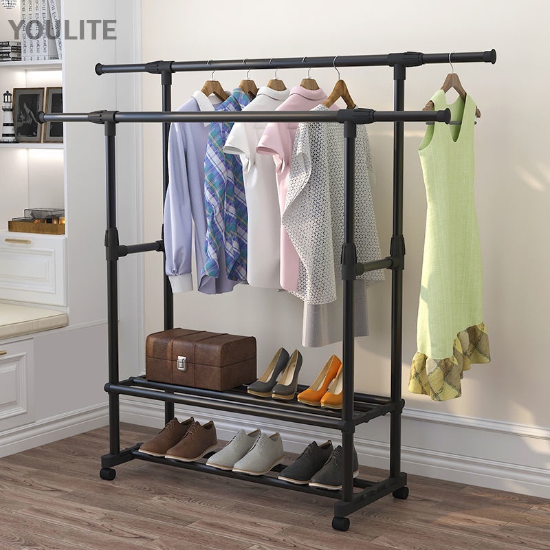 YOULITE Balcony Clothes Hanger With Wheels Drying Rack Coat Rack