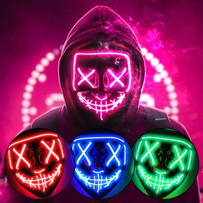 【SG stock】 Halloween Mask Cosplay Light Up Purge Mask Masquerade Party