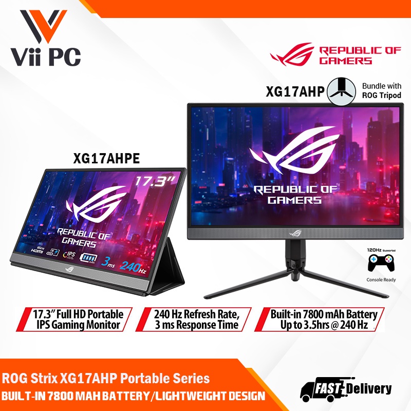 ASUS ROG Strix XG17AHP / XG17AHPE Portable Gaming Monitor 17.3 INCH FHD ...