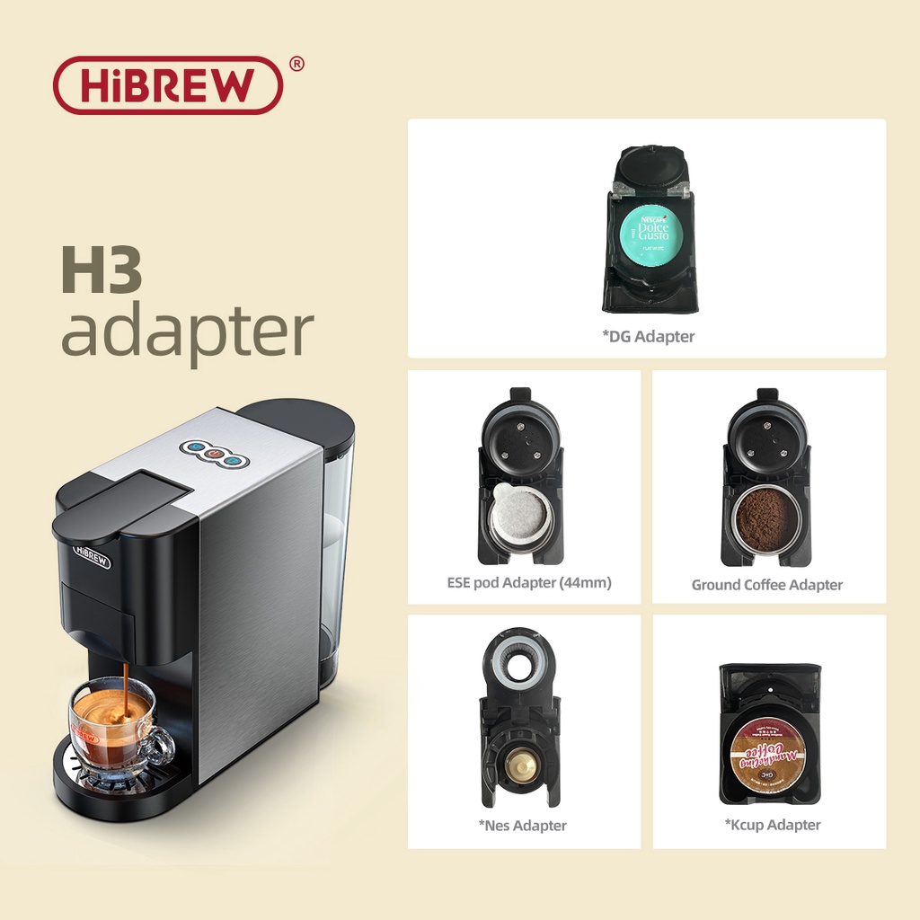 HiBREW H3/H3A adapter system parts for Nespresso or Dolce Gusto or ESE
